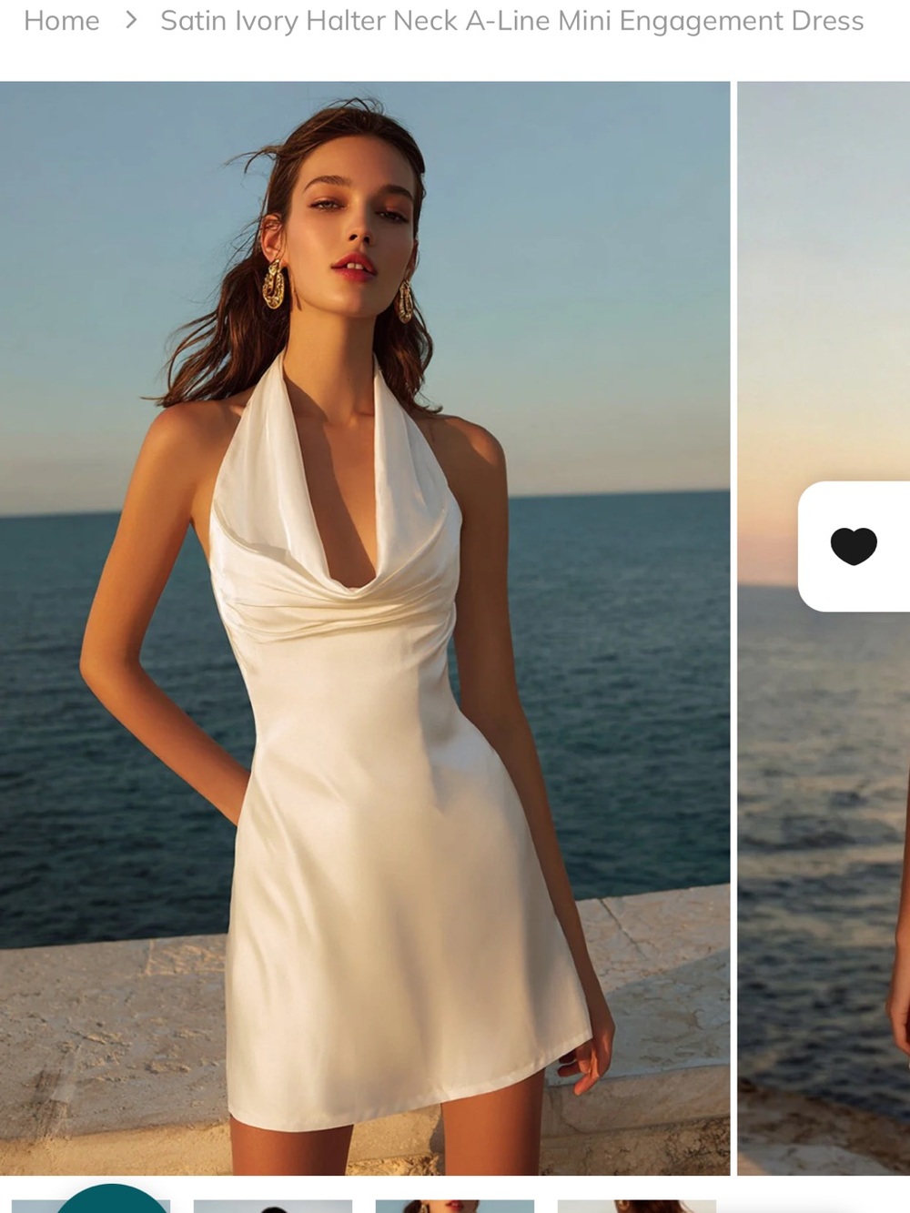 White Satin Halter Mini Dress
